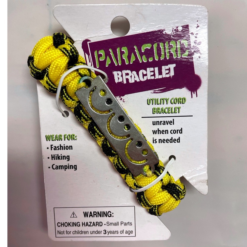 Novelty  Paracord Bracelet Yellow Black Smiley Face Utility Cord Survival 2013